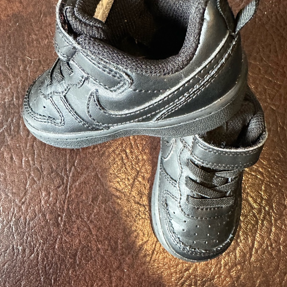 Nike Black Sneakers with Velcro Strap and Padded Collar 5c